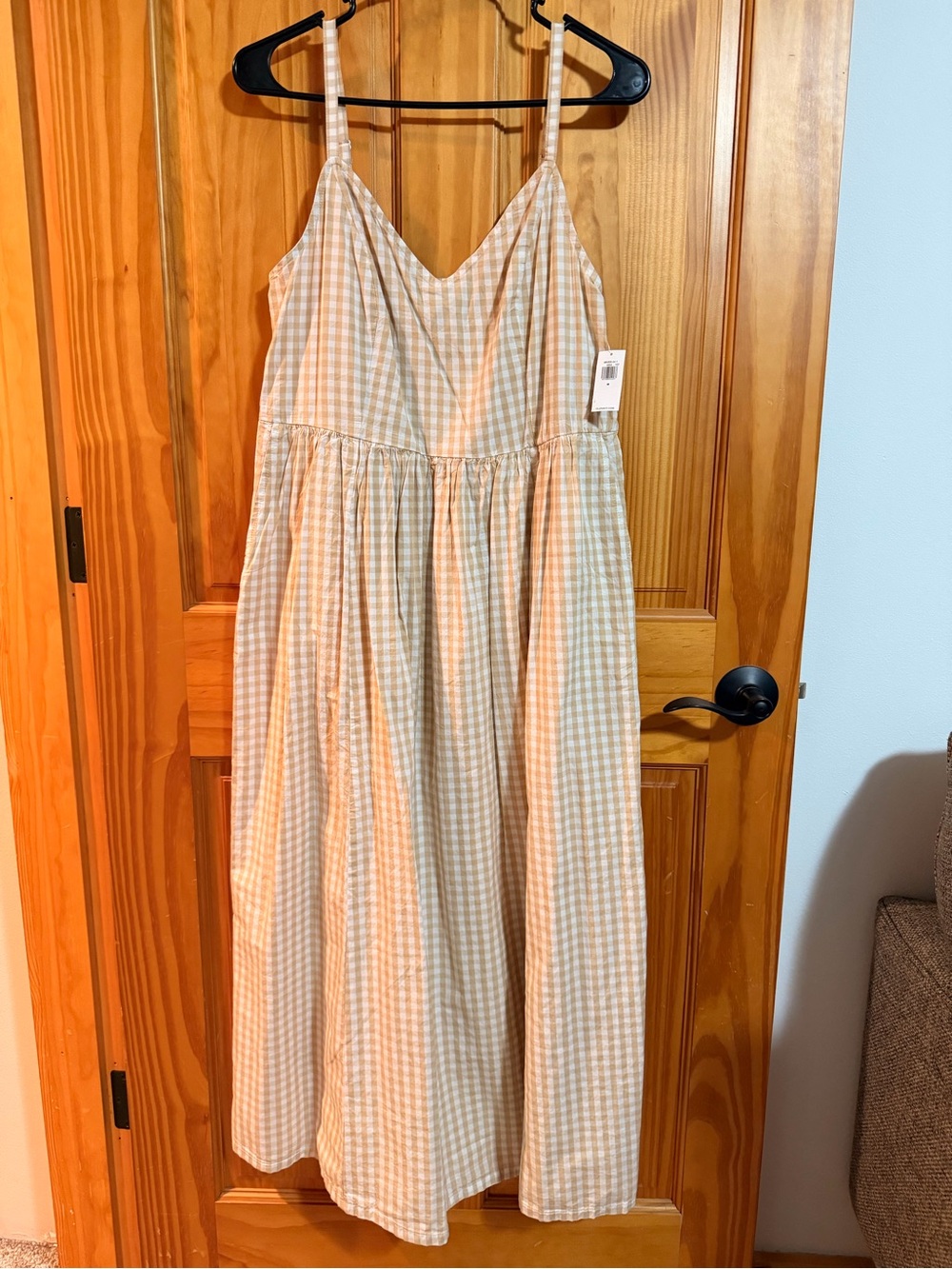 Old Navy Beige Gingham Maxi Dress